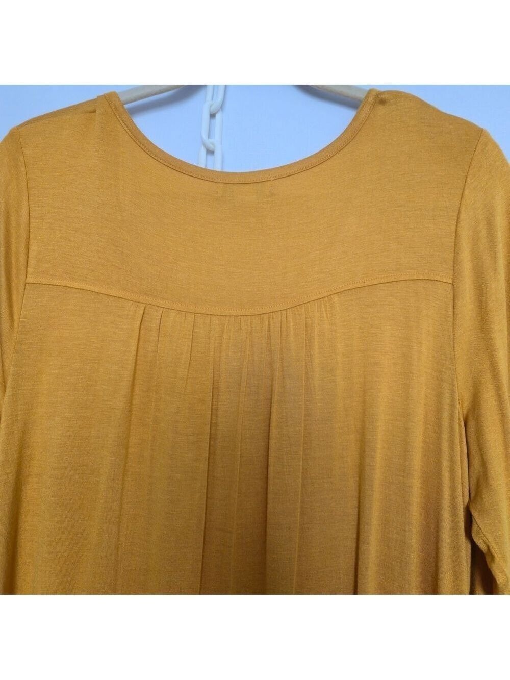 ONE WORLD TUNIC TOP WOMENS GOLD MUSTARD YELLOW EMBROIDERED SIZE XL NWT - Picture 6 of 10